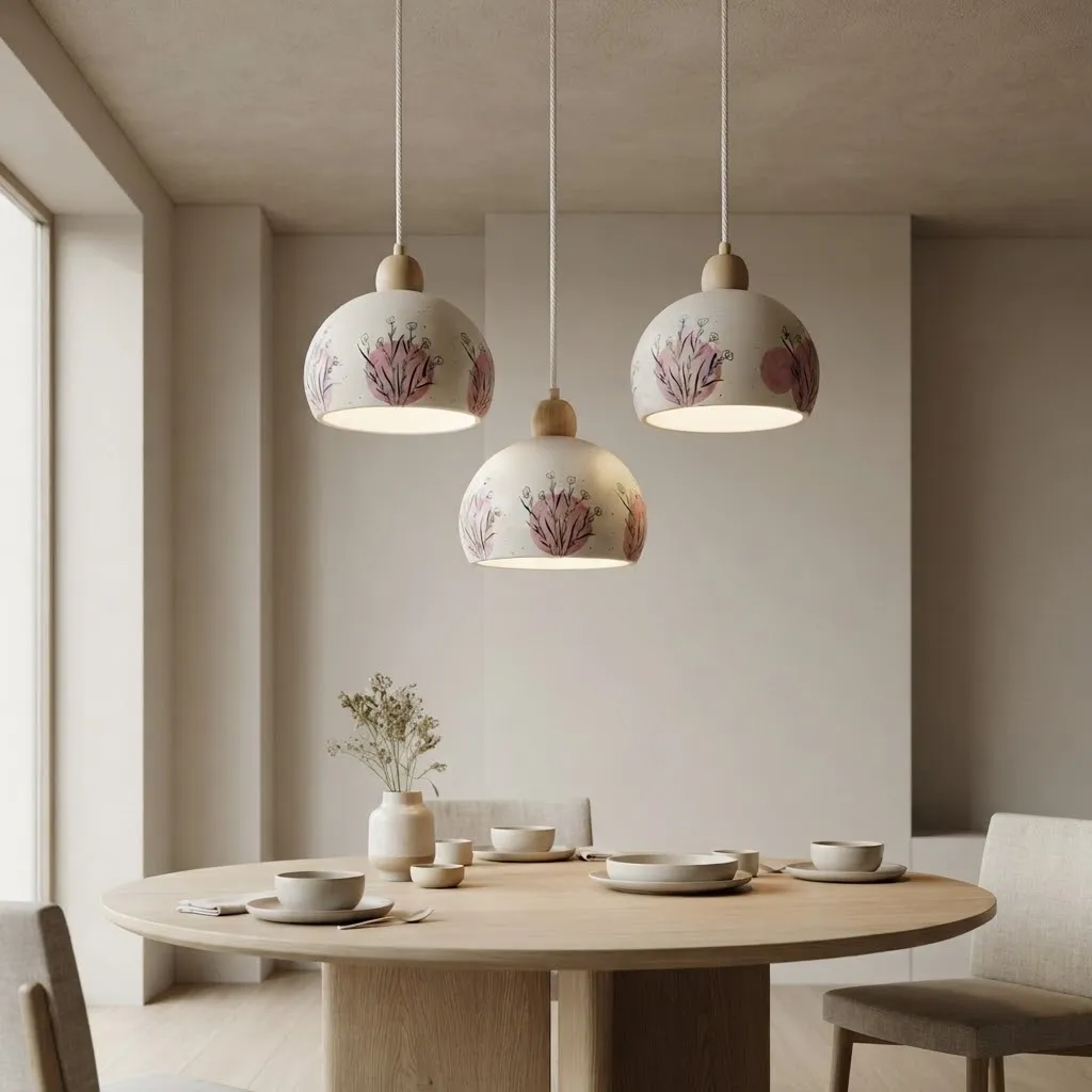 Handcrafted ceramic pendant lighting collection featuring sculptural hanging lamp designs for modern interiors